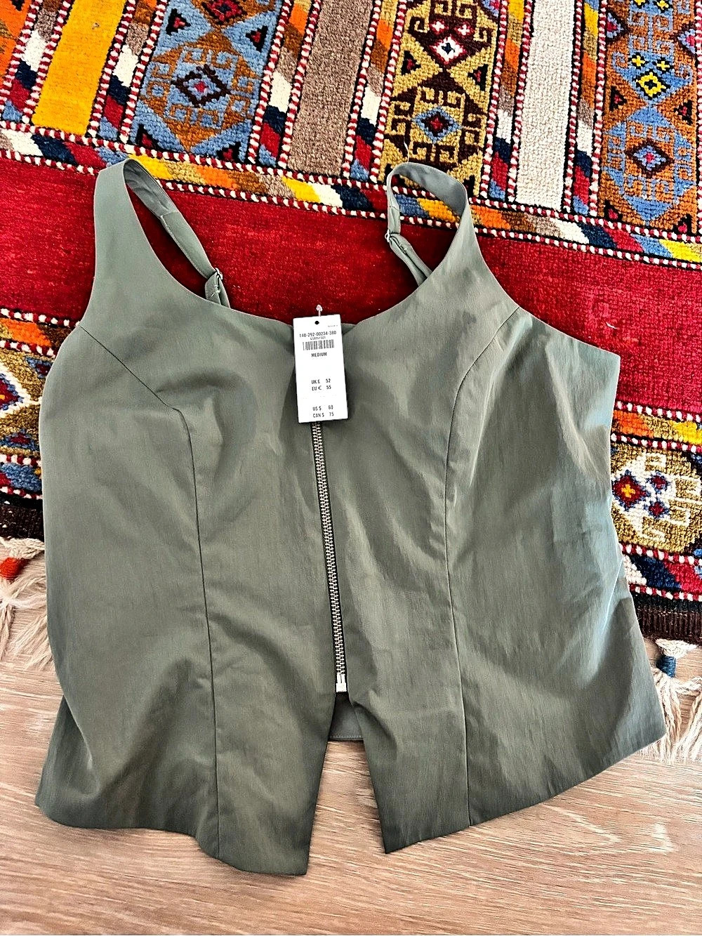 Abercrombie & Fitch Zip-Front Camisole in Green Medium